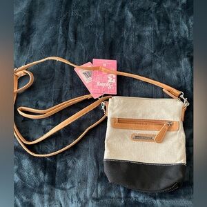 NWT!!! Stylish Tan and Black Crossbody Bag